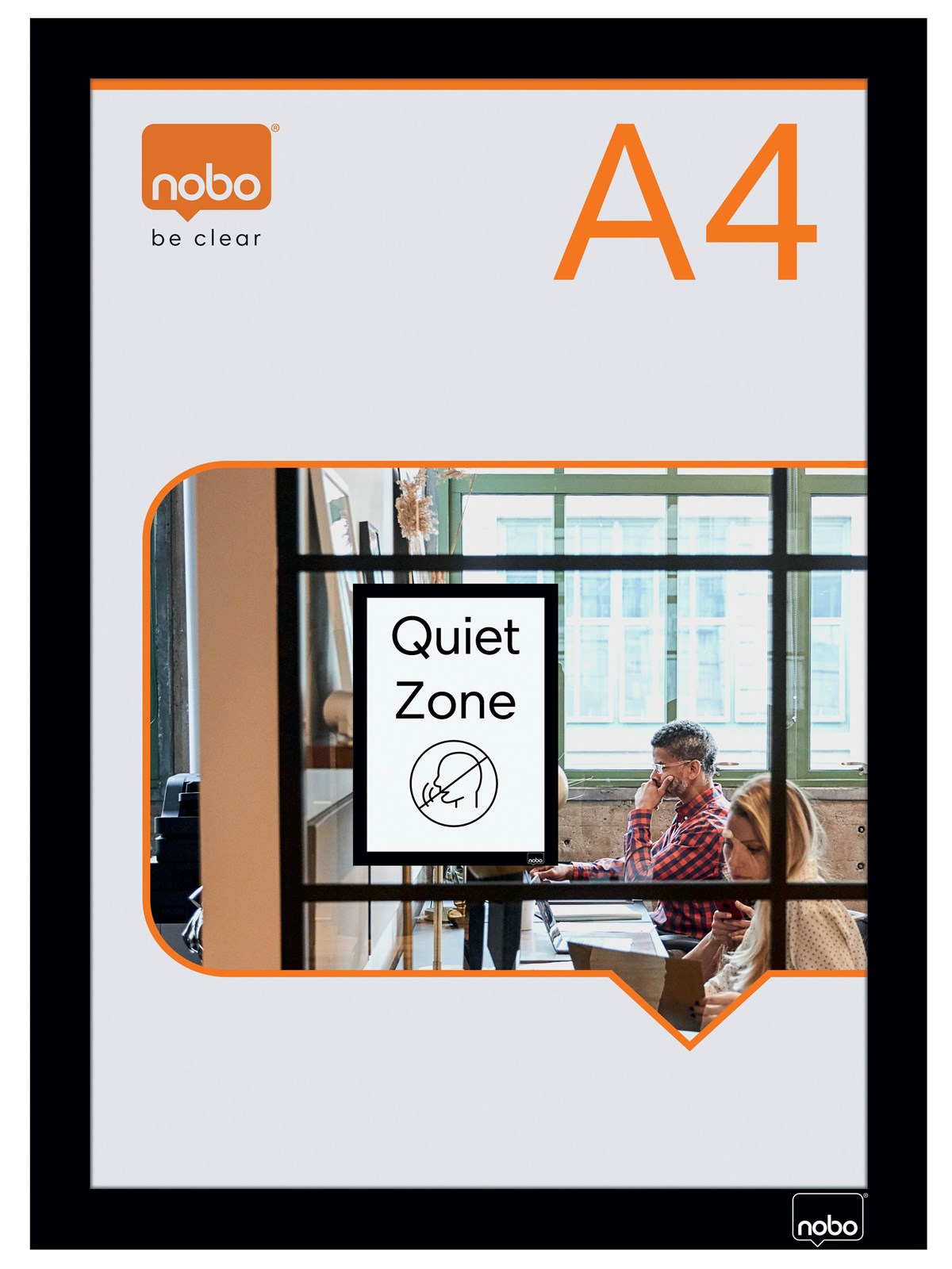 Nobo Self-adhesive Magnetic Poster Frame A4 Black
