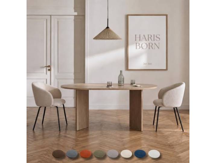 Haris Børn® Esszimmerstühle (2er Set) Beige - Bequeme Polster Esszimmerstühle mit Armlehne - Premium Esstisch Stühle & Wohnzimmer Stühle - Moderne Esszimmerstühle 30 Tage risikofrei testen