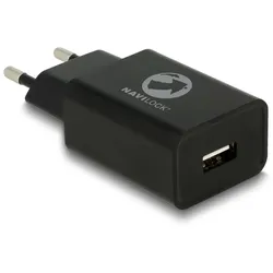 Ladeadapter Navilock Eurostecker -> 1x USB Typ A schwarz