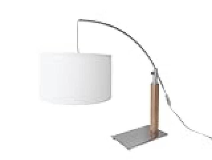 Aluminor - Lampe à Poser Rainbow - Bois Chêne Clair et Chrome avec Abat-Jour Blanc