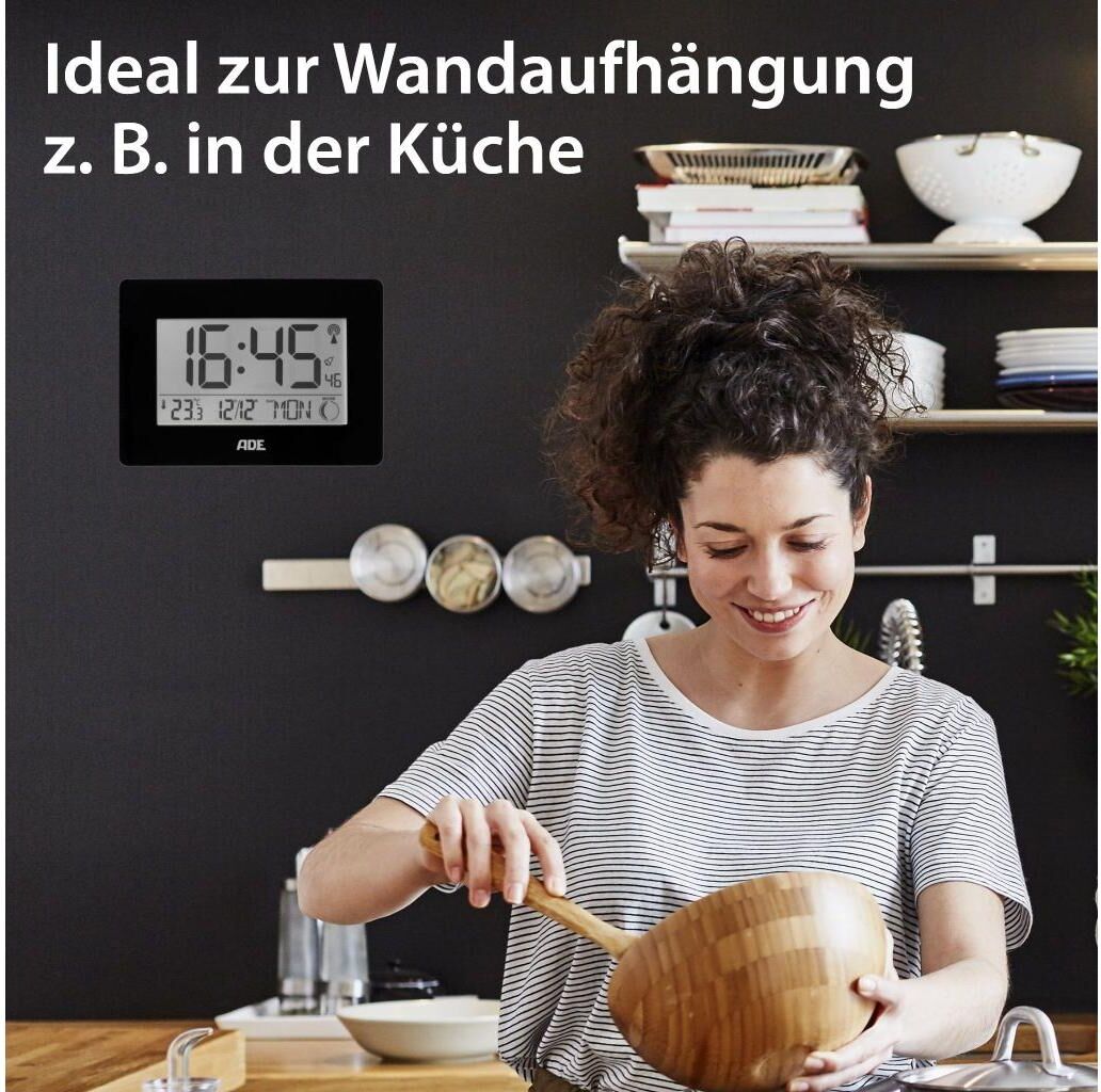 Funkwecker ADE "XXL-Ziffern", schwarz, Wecker, Funkwecker, Holzart: Bambus (China) schwarz Einheitsgröße
