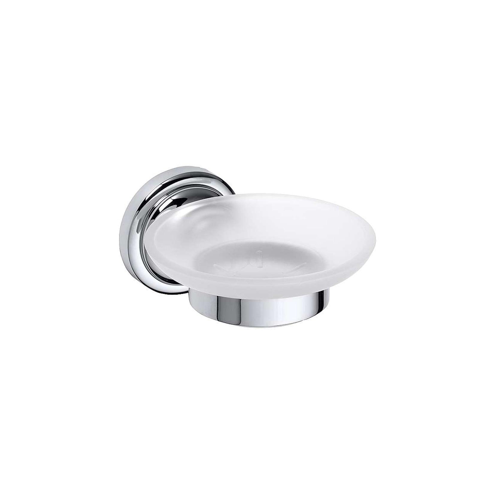 Brillantbad BETRO CHROM Seifenschale Messing Glas Chrom 110x65x138 mm für Bad & Küche >> zum Bohren