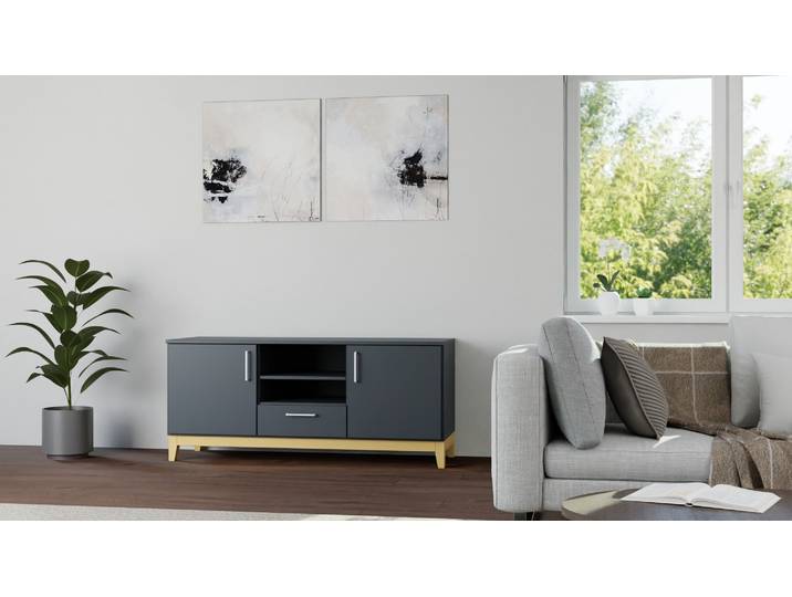 Schallplattensideboard nach Maß Premium Dekore Schwarz