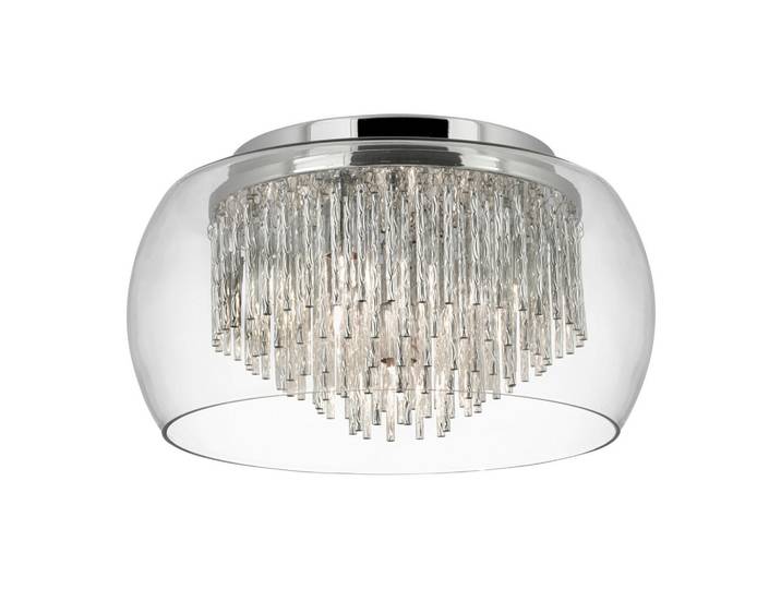 Deckenleuchte Curva, Chromfarben, Metall, Glas, 18.5 cm, Lampen & Leuchten, Innenbeleuchtung, Deckenleuchten, Deckenleuchten