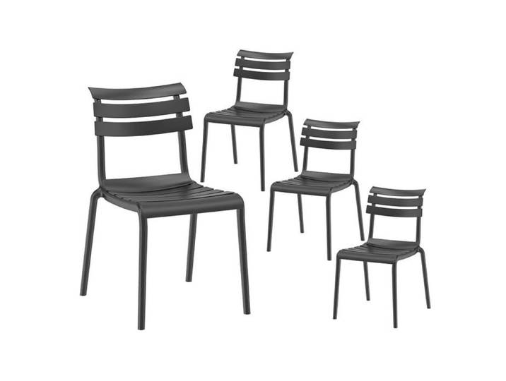 TANGUY - Lot de 4 Chaises en Plastique Recyclé et Polypropylène Anthracite