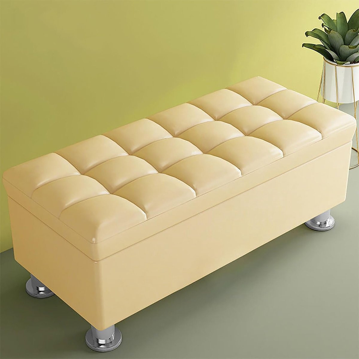 Gestoffeerde opberg ottoman met poten voor de woonkamer of slaapkamer, Hoogte: 40 cm