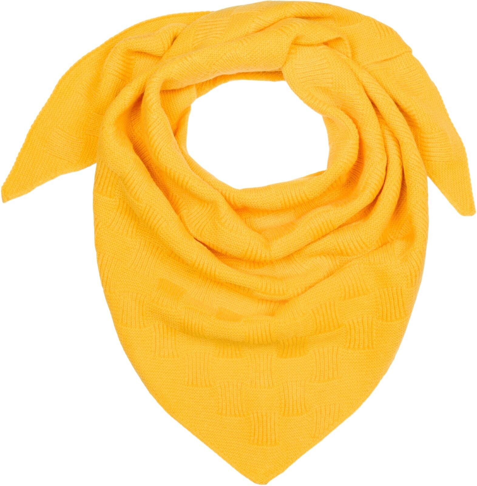 Strickschal STYLEBREAKER "Strick Dreiecktuch Schachbrett Strickmuster", Damen, gelb (curry), Obermaterial: 80% Viskose CV. 20% Wolle WO., Modisch, Modetücher