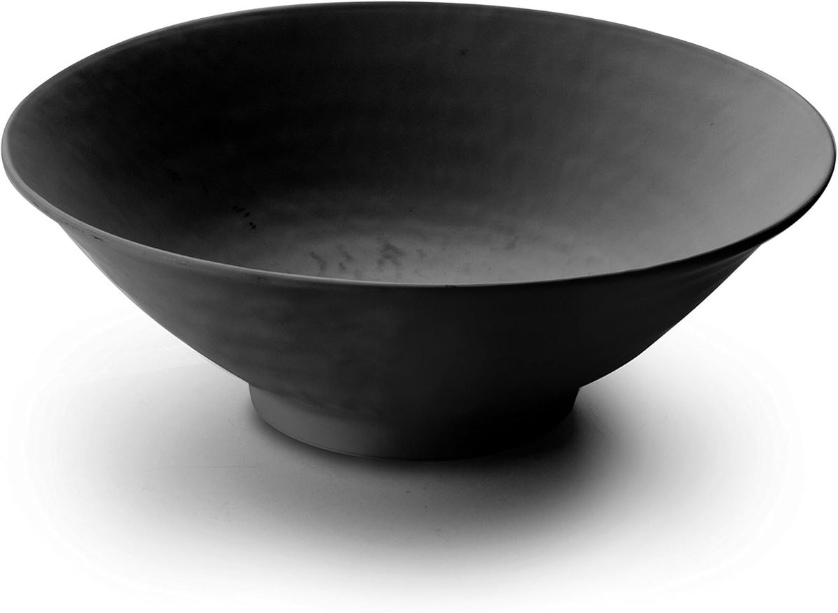 Zwarte ronde melamine kom met een diameter van 25 cm voor het bereiden van voedsel