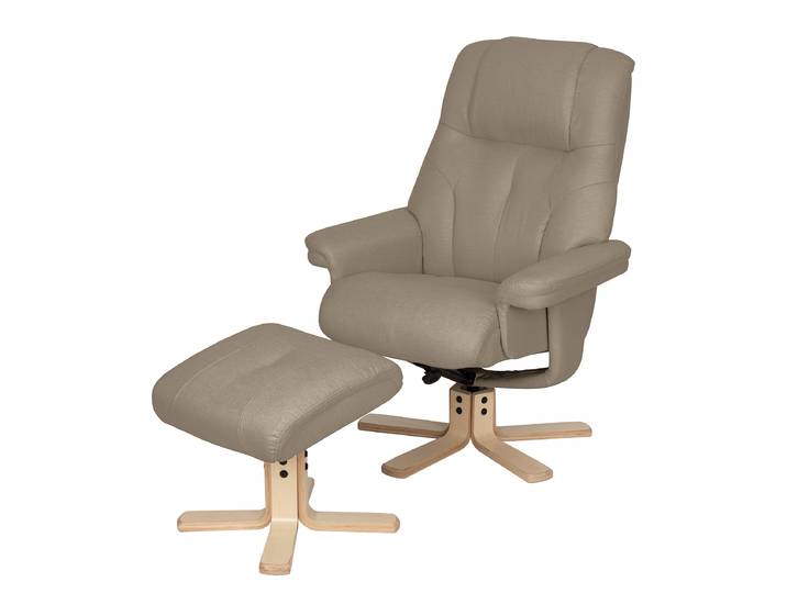 home24 Relaxfauteuil bruin/beige Geweven stof Lona 81 x 109 x 80cm