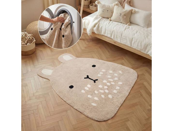Kinderteppich HANSE HOME Pucki , beige, B:120cm H:10mm L:152cm, Baumwolle, Teppiche, Kinderteppich, Waschbar, Handgemacht, Baumwolle, Rutschfest Spielteppich Kinderzimmer