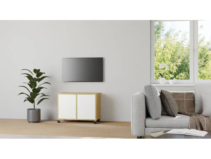 Bürosideboard mit Rollen Eiche Natur geölt