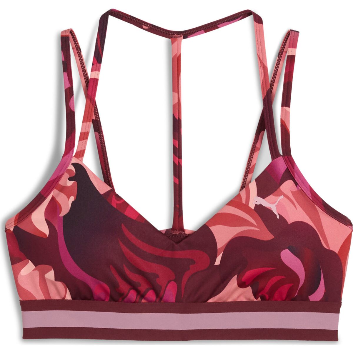 Puma Floral Ribbon Strappy Bra - Low ruby shimmer (96) XXL 527494-96-XXL