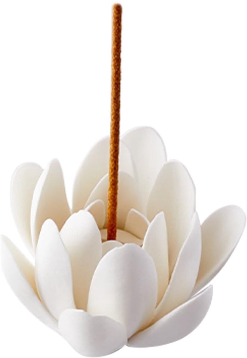 Handgemaakte Keramische Witte Lotus Wierookbrander voor Wierookkegels en Stokjes