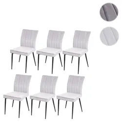 6er-Set Esszimmerstuhl HWC-K16, Stuhl Küchenstuhl, Samt Metall ~ hellgrau