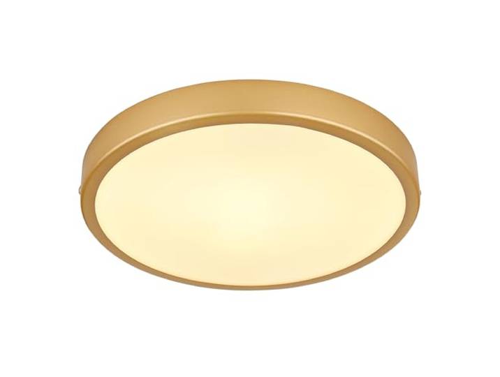 Deckenleuchte Deckenlampe Wohnzimmerlampe Schlafzimmerlampe Esszimmerleuchte rund messingfarben, Metall Kunststoff, 1x LED 15W 990lm 3000K warmweiß, D 25 cm