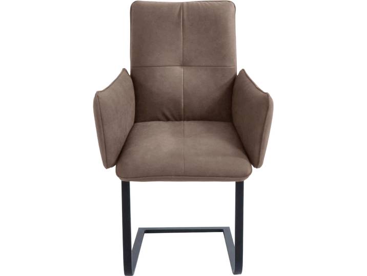 Freischwinger K+W KOMFORT & WOHNEN, braun (braun, schwarz), B:61cm H:95cm T:60cm, Stühle, Freischwinger, Freischwinger, Gestell in Metall schwarz, Steppung im Sitz und Rücken