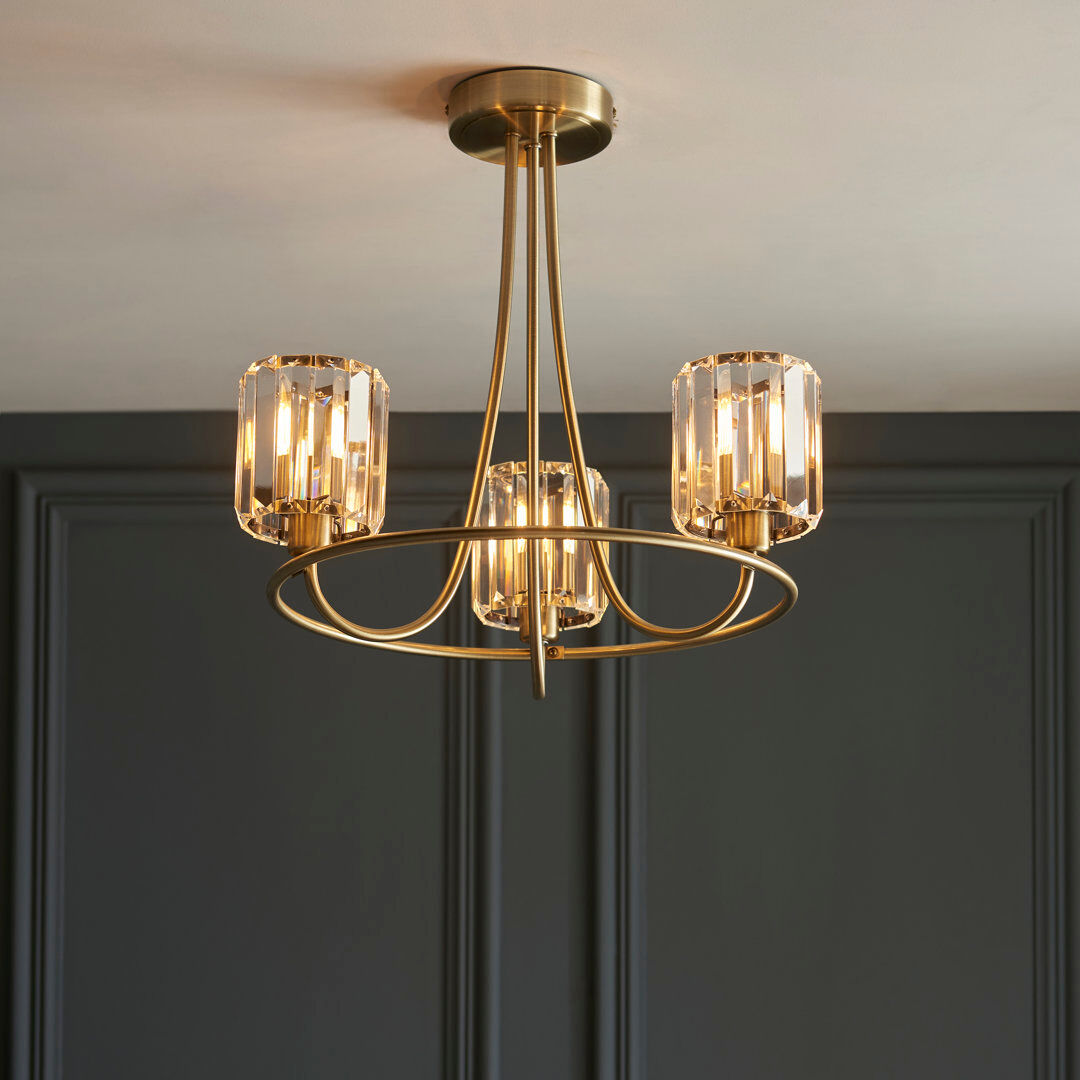 Fairmont Park Ampelius Glass and Steel Semi Flush Mount Antique Brass/Clear Glass