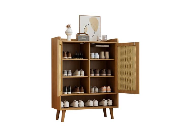 Flieks Schuhschrank Rattan Natural 80x35x105cm, Eichefarben, 35x105x80 cm, Kleinmöbel, Kommoden, Sideboards