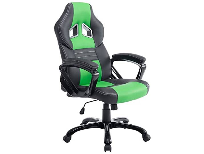 CLP Racing Gaming Bürostuhl Pedro XL I Höhenverstellbarer Chefsessel Mit Kunstlederbezug I Gaming Stuhl Mit Bis 150 KG Belastbarkeit, Farbe: schwarz/grün