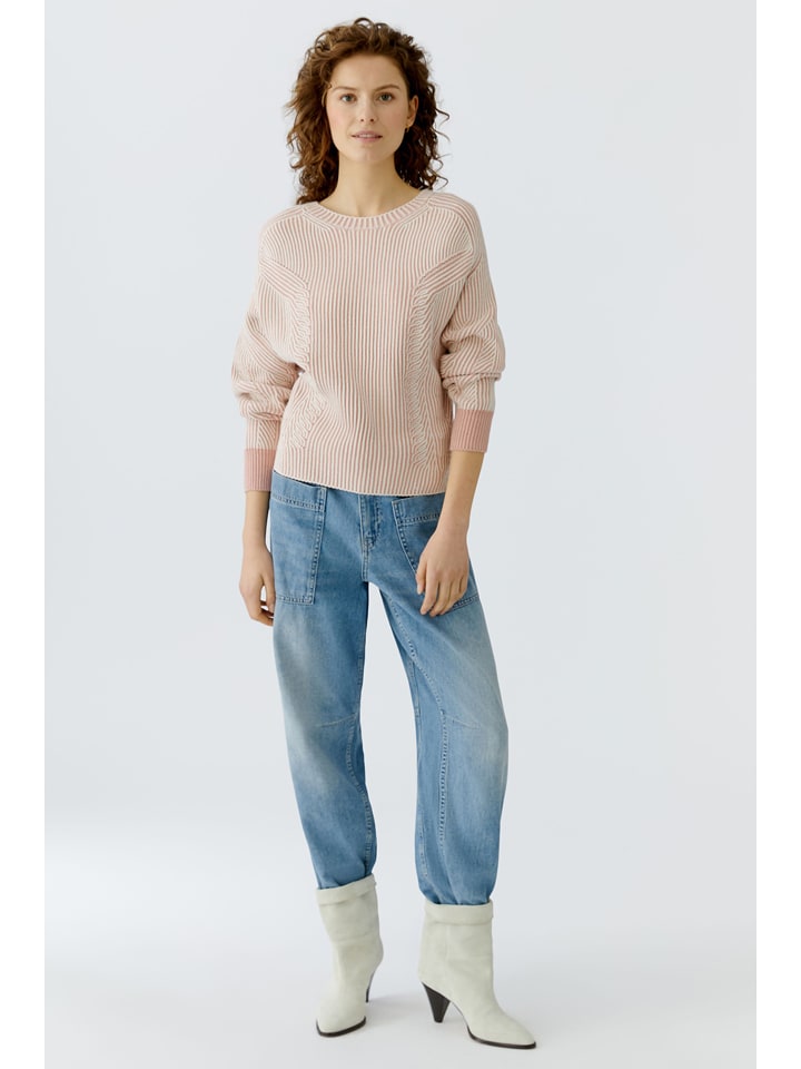 Oui Pullover in Weiß/ Rosa - 42