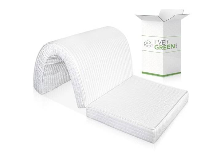 EVERGREENWEB Faltbare Matratze 70x190 cm 10 Hoch aus Polyurethan Kaltschaum für Bettcouch Hypoallergener Weißer Bezug, Orthopädisch Ergonomisch mit Befestigungsbänder Mittlerer Härtegrad Bed Sofa