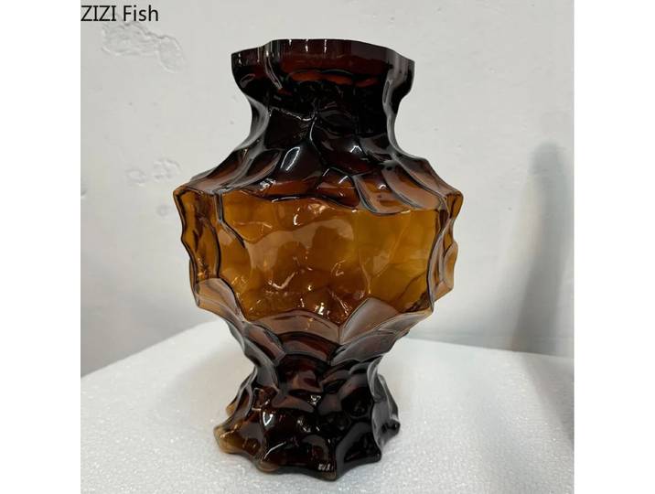 Vase en verre déformable irrégulier, vase à fleurs décoratif, décoration de bureau, pots de fleurs, décor esthétique de chambre
