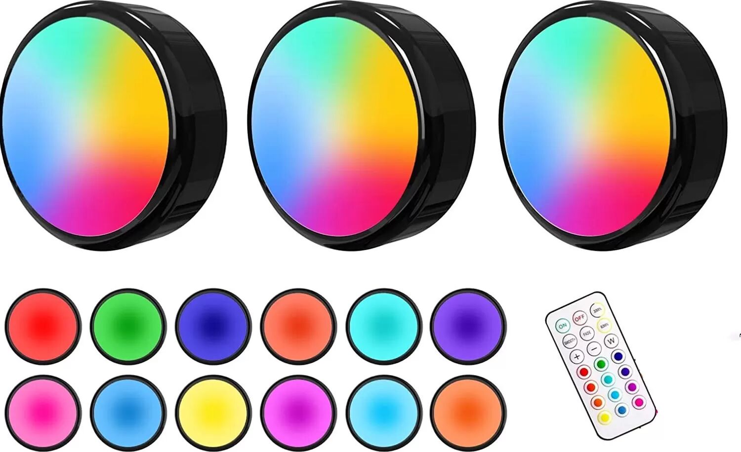 INF LED-Strahler Spotlights 13 RGB Farben Dimmer Fernbedienung 3er-Pack