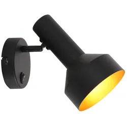 Wandleuchte Wandstrahler Metall Gold Schwarz Spots verstellbar H 18 cm