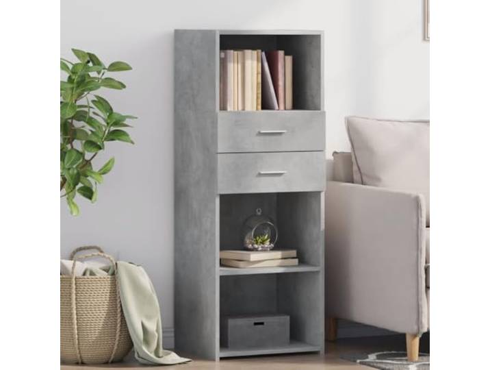 RJPLMFV Anrichte, hoch, betongrau, 45 x 42,5 x 124 cm, Holz, Technik Schmale Aufbewahrung, minimalistisches Design, feuchtigkeitsbeständig, einfache Reinigung