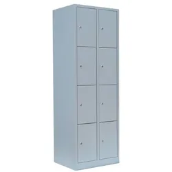 Lüllmann Schließfachschrank - 2 Abteile - 8 Fächer grau
