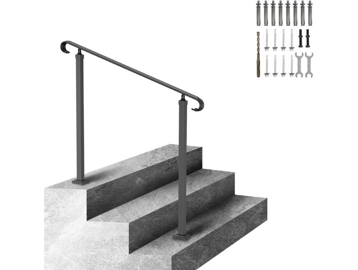 VEVOR Smeedijzeren Leuning Pas 2 of 3 Stappen Armsteun Antislip Handgreep Stappen Trap Leuning Windtrap Leuning Smeedijzeren Leuning Het is zeer geschikt voor gebruik in woongebouwen/tuinen en hotels