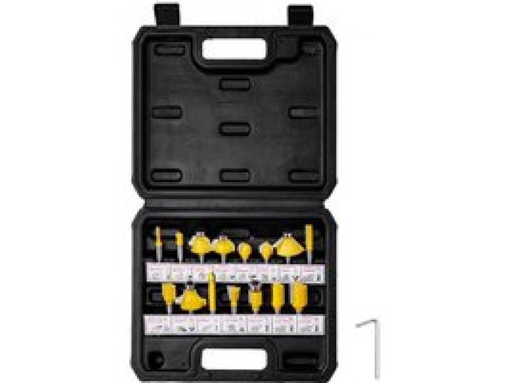 VEVOR Fraises Défonceuse, 6,35 mm, Coffret de 15 Fraises à Rainurer Bois en Carbure, Kit Outils de Travail du Bois pour Menuisiers Professionnels, Débutants, MDF, Panneaux de Particules, Contreplaqué