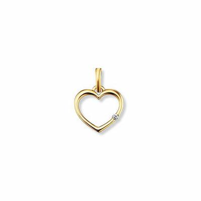 Kettenanhänger ONE ELEMENT "0.01 ct Diamant Brillant Herz Anhänger aus 585 Gelbgold", gold, Schmuckanhänger, Damen, Diamanten, Gelbgold 585, Gold, Kettenanhänger, Fein gearbeitet – edle Brillanz mit Diamantbesatz