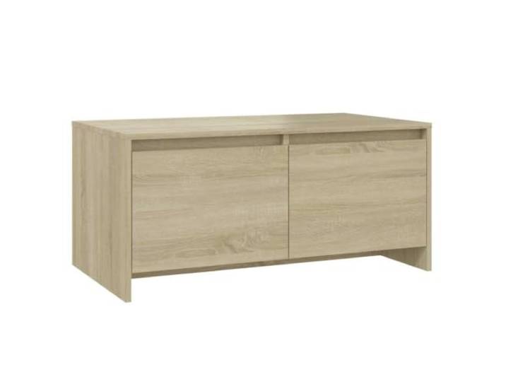 KKgypkn Couchtisch Sonoma-Eiche 90x50x41,5 cm Holzwerkstoff Stabile Tischplatte, 2 Schubladen, Modernes Design, 5 cm Höhe
