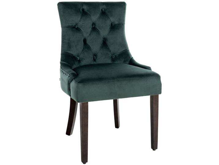 CLP Stuhl Samt Dunkelgrün, Holz, 55x92x58 cm, Esszimmer, Stuhl