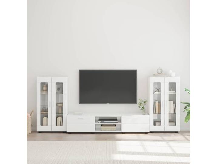 LPERTGFHU TV-Schrankset Florin, 3-TLG. Sideboard aus Holzwerkstoff, Weiß Moderne Optik, Viel Stauraum, 2 Schubladen & 4 Türen, Robuste Verarbeitung