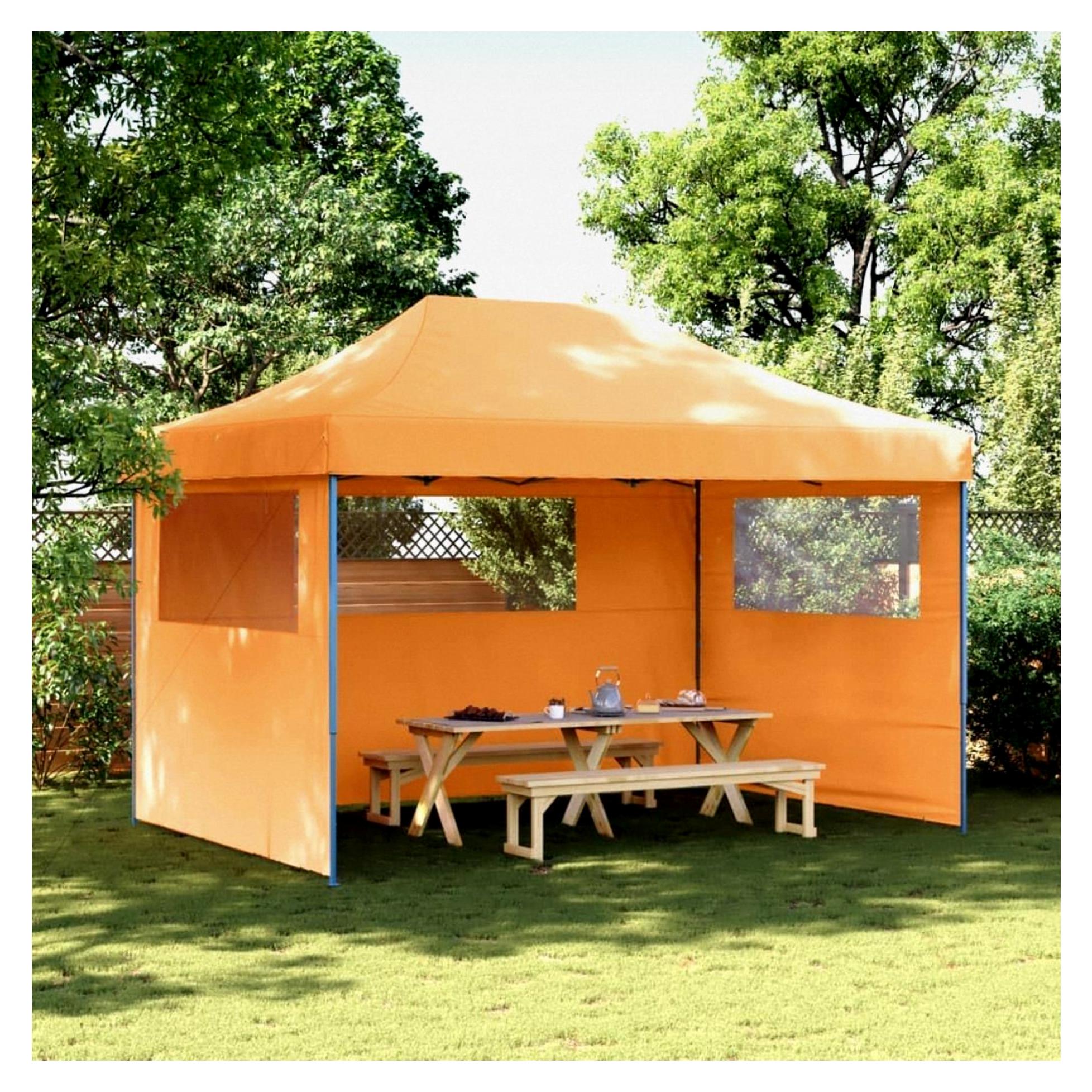 Faltbares Partyzelt 410x279x315 cm mit 3 Seitenteilen in Orange