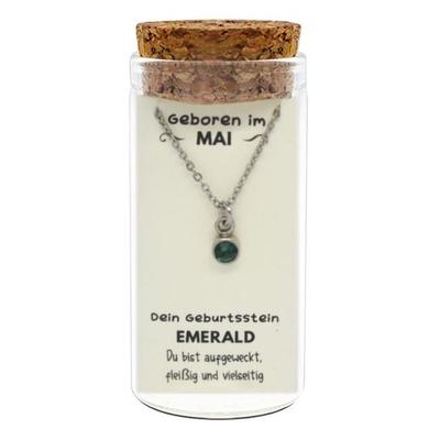 'Mai' Geburtsstein Kette im Gläschen