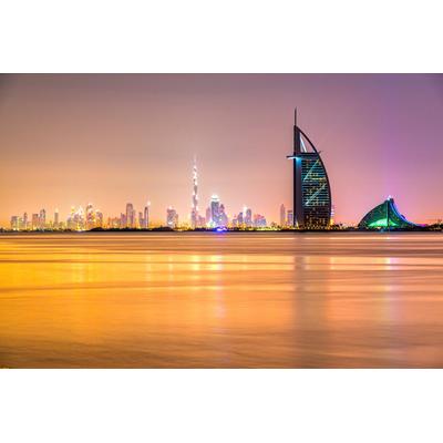 Fototapete PAPERMOON "DUBAI SKYLINE-EMIRAT BURJ AL ARAB", bunt, B:3m L:2,23m, Vlies, Tapeten