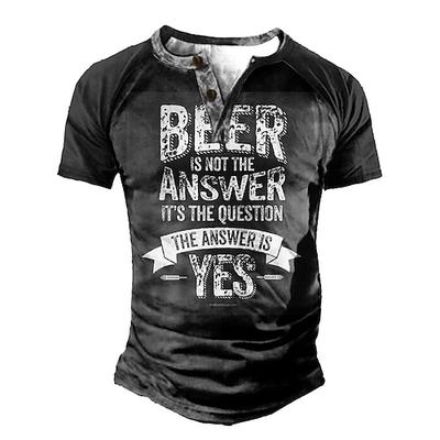 Herren Kurzarm Grafik-Tee mit lustigem Aufdruck 'Bier ist nicht die Antwort es ist die Frage. Die Antwort ist Ja.' Lifestyle Print