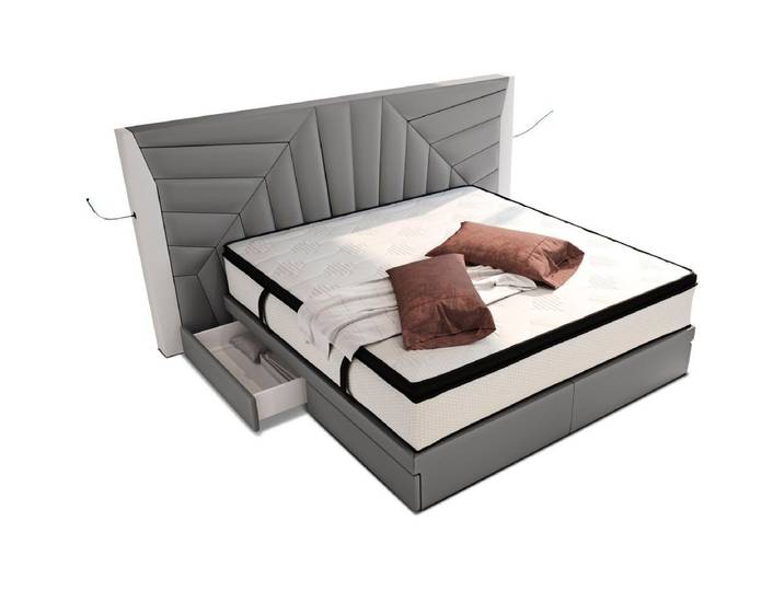 Sofa Dreams Boxspringbett Monaco Microfaser Mineva, mit Topper, Schubladen, USB-Anschlüssen und LED-Beleuchtung