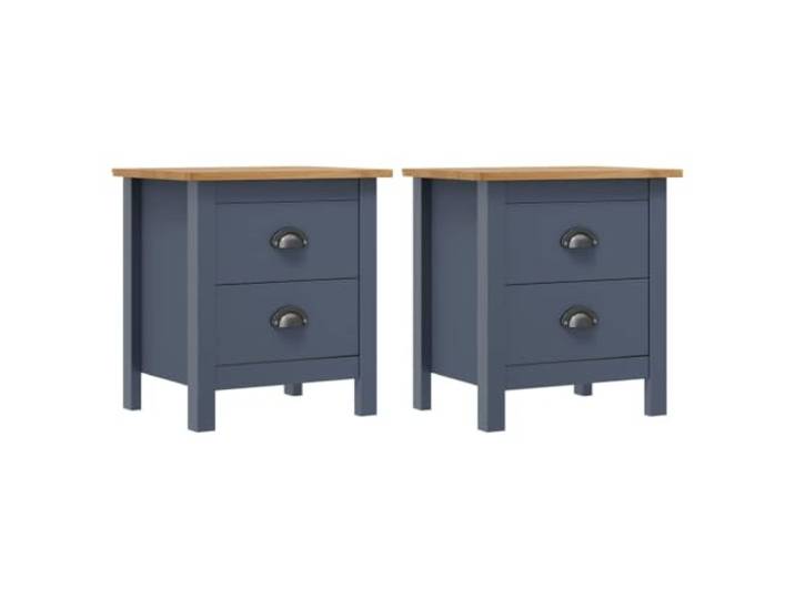 YUTAASU Nachttisch Hill Grau 46x35x49,5 cm Massivholz Kiefer 2 Schubladen, Einfacher Aufbau, Pflegeleicht, Modernes Design