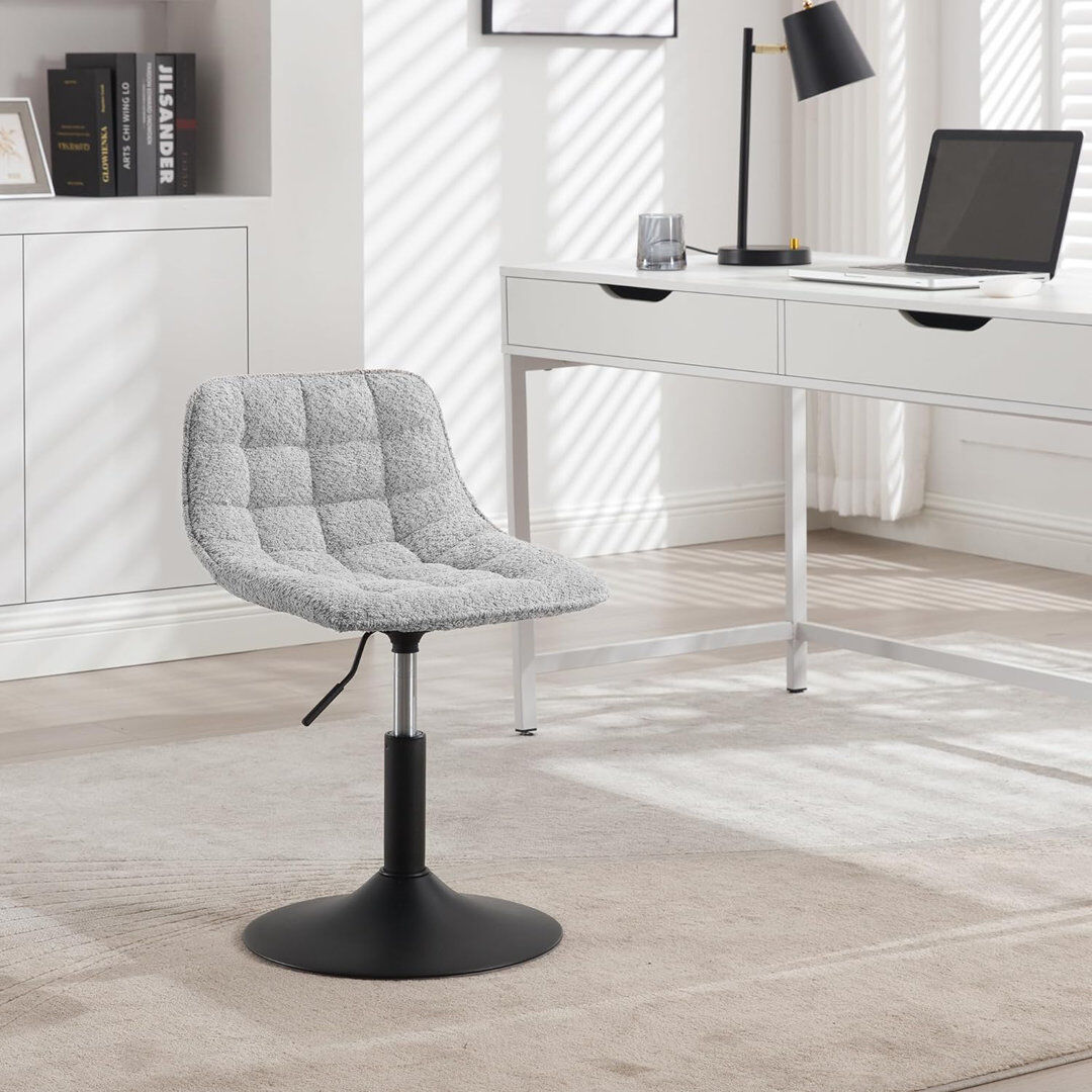 17 Stories Nikeea Swivel Yes Chenille Velvet Yes Bar Stool Grey 38.5cm W X 38.5cm D