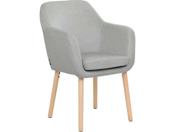 BELIANI Esszimmerstuhl Grau Samt mit Hellen Holzbeinen Hohen Armlehnen Retro-Design Wohnzimmer Wohnküche Esszimmer Ausstattung Sitzmöbel