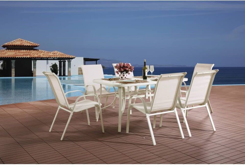 Habitat & Jardin Ensemble table et chaises de jardin en 150 x 90 x 72 cm Beige 150x72x90cm