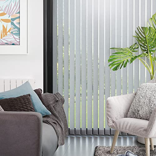 MADECOSTORE Set van 5 Alaska voile verticale lamellen voor Californische jaloezieën, grijs, Breedte: 8,9 cm, Hoogte: 260 cm