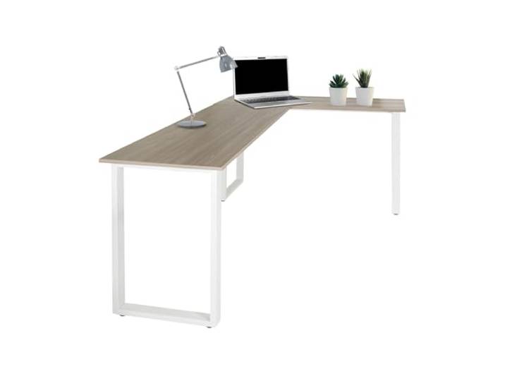 hjh OFFICE 830083 Eckschreibtisch 165x120 cm WORKSPACE Basic I Grau/Weiß Schreibtisch in L-Form mit Stahl-Gestell