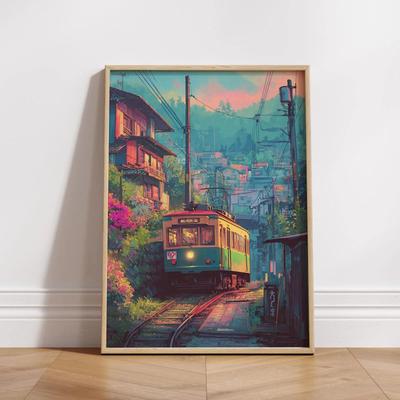 Inspire Essentials Retro Tokyo Rainy Night Canvas Japanese Street Wall Art Poster 10 19.69 X 27.56 In