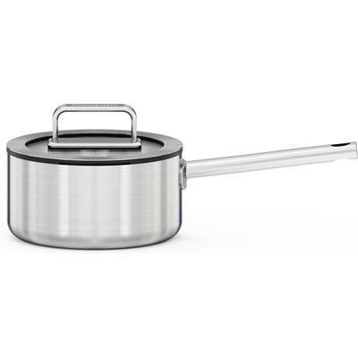 Kasserolle HANSEATIC "PREMIUM", silberfarben, Ø:16cm, Töpfe, Kasserolle, handfreundliche Griffe, Literskala, Glasdeckel, Induktion
