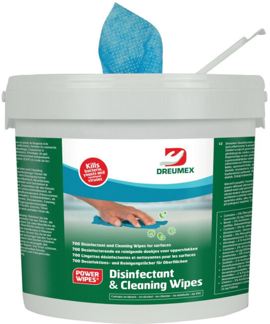 DREUMEX Boîte de 700 lingettes désinfectantes, adaptées aux aliments, bleues (74707001001)